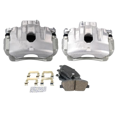 Image of TRQ Front Brake Caliper Set Zinc Coated Brackets Pads Compatible with 2011-2013 Kia Optima