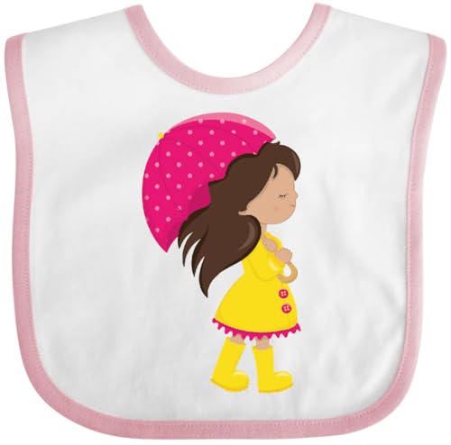 inktastic Latina Girl, Cute, Girl in Raincoat, Umbrella Baby Bib