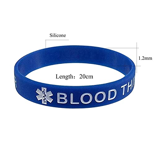 Lyndong 5 Pack Blood THINNER Silicone Medical Alert Emergency Bracelet Wristbands3