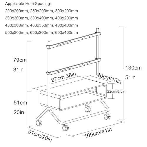 Soporte de TV portátil con ruedas para pantallas 50-85 pulg miniatura 3