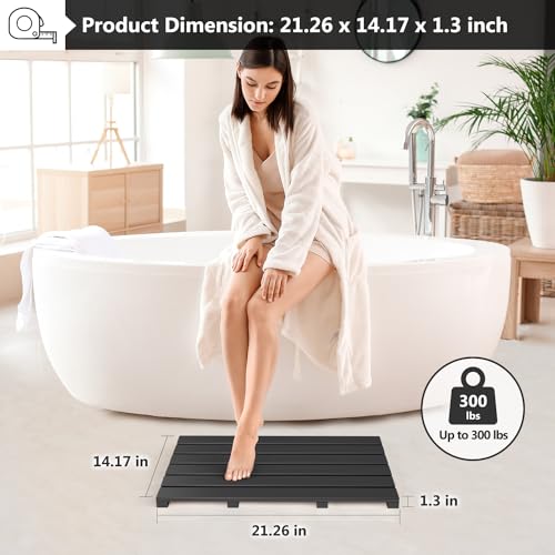 Alfombrilla de ducha de bambú impermeable que evita caídas en suelos húmedos de baño 4