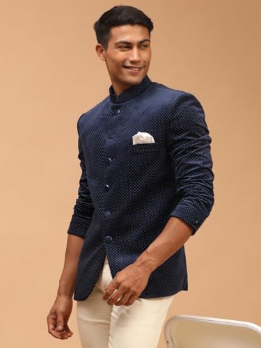 Image of VASTRAMAY Men's Velvet Jodhpuri | Velvet Polka Dot Jodhpuri Coat. The Threads of The Fabric Is Woven Tightly And Has A Long Lasting Sheen, This Jodhpuri Is Deservingly Called Prince Coat.