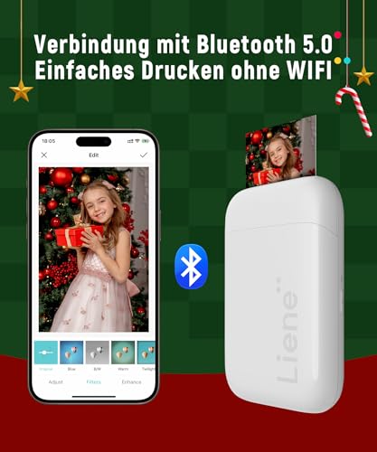 Taschendrucker Liene Pearl K100 Mini Fotodrucker für Smartphones