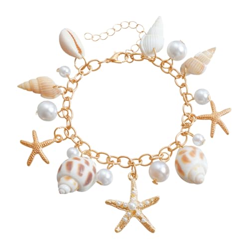 WUSJCOF Muschelarmband Damen – Seestern & Muschel-Design Schmuck – Meerjungfrau Zubehör für Karneval & Cosplay