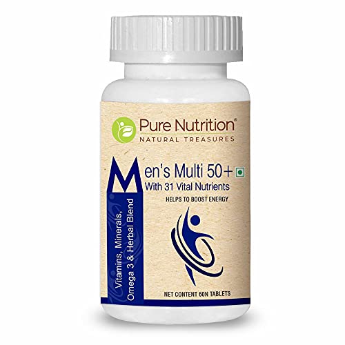 Pure Nutrition Multivitamins for Age above Men’s 50+ With 34 Vital Nutrients & Special Herbs – 60 Tablets (1200mg) Pure Nutrition Multivitamins for Age above Men’s 50+ With 34 Vital Nutrients & Special Herbs – 60 Tablets (1200mg)