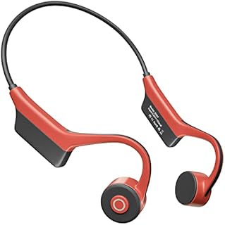 Bone Conduction Headphones, Bluetooth Wireless Earphones with Mic, Running Headphones, Open-Ear Sweatproof Ultralight Sports Headphones for Running, Cycling, Driving, Gym (Red)