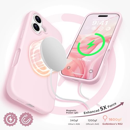 Image of GolbinBox Magnetic for iPhone 17 Case, Silicone Cover, Chalk Pink
