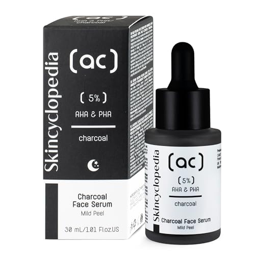 Skincyclopedia Aktivkohle Serum mit AHA und PHA, Peeling Gesichtsserum, Charcoal Liquid Face Exfoliant, Verbessert das Hautbild, Skincare, Hochwirksame Gesichtspflege, 30ml