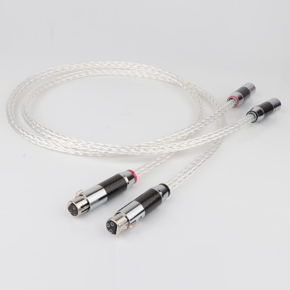 Cable de audio jack 3.5mm Hola fin 8AG Plateado OCC 16 Cable de audio Strands con fibra de carbono 3pins XLR Cable Balance, Conector XLR, Audio Cable de audio jack ( Color : Bluk cable , Size : 2m )