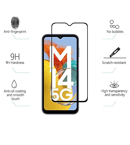 Image of Tempered Glass Screen Protector Compatible For Samsung Galaxy F14 5G,Samsung Galaxy M14 5G Full Screen Coverage (Except Edge To Edge) Free Complete Easy Installation Kit. for Smartphone