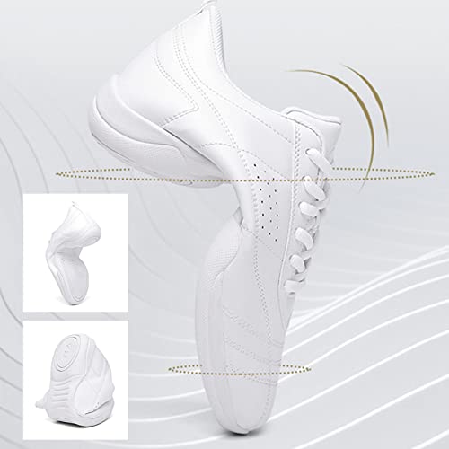 DADAWEN Adult & Youth Cheer Shoes Girls White Cheerleading Shoes for Women Dance Shoes Athletic Sport Training Tennis Breathable Competition Cheer Sneakers2