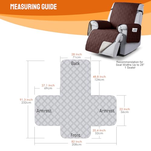Image of VANSOFY 100% Waterproof Recliner Chair Covers, Recliner Cover Non-Slip Dog Chair Cover Furniture Protector Washable Slipcover with Pocket, Elastic Straps for Pets, Dogs(Coffee, 28 inch)
