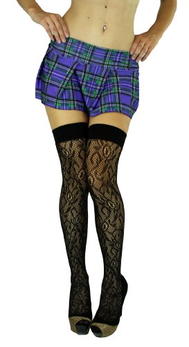 Image of ToBeInStyle Women's Sexy Nylon Versatile Fine Fishnet Thigh High Stockings w /Opaque Band