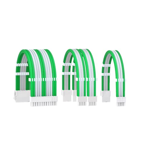 Câble d'extension PSU Formulamod 16 AWG vert et blanc 30 cm pour PC