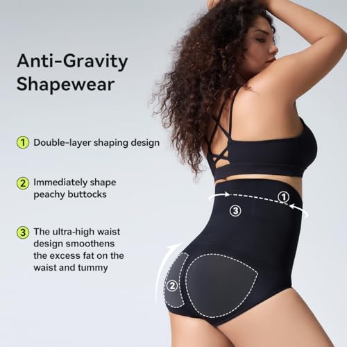 2-Pack Women's Tummy Control Shapewear Panties High-Waist Body Shaper Underwear Slimming Briefs3
