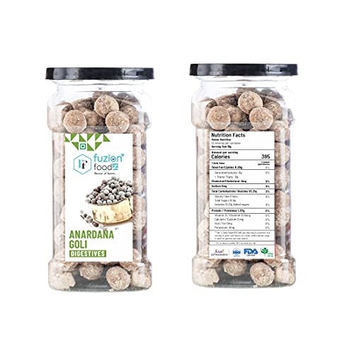 Image of Fuzion Foodz Anardana Goli - (135G Each X Pack of 2), Mouth Freshner, Digestive Goli, After Meal Mukhwas, Pomegranate Balls, Sweet & Tangy Anardana Laddu Balls Mukhwas, 270 Gram