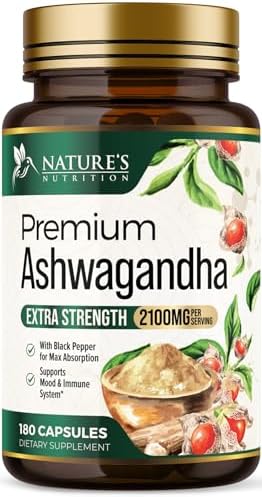 Ashwagandha Supplements – 2100mg Ashwagandha Capsule for Women & Men, Natural Antioxidant Support, Ashwa Root Extract, Extra Strength Calm Support with Black Pepper, Vegan & Gluten Free – 180 Capsules