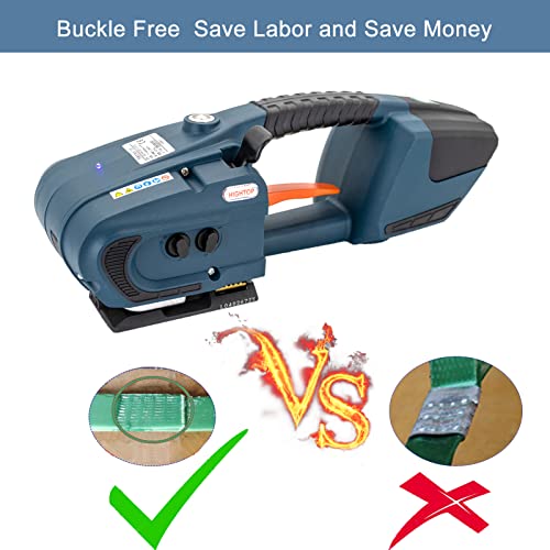 Hightop Electric Strapping Machine For 1/2-5/8 Inch Pp Pet Strap Automatic Strapping Tool With 2X4000Mah Battery Handheld Banding Tools For Plastic Packaging Strapping Tensioner Baler For Pallet Box #TOP5