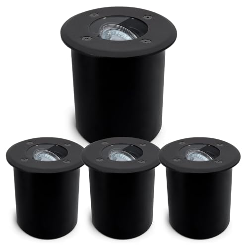 SSC-LUXon JUAVI spot encastrable rond extérieur IP67 orientable et carrossable GU10 en noir mat - Éclairage de sol 230 V pour jardin, terrasse et allées