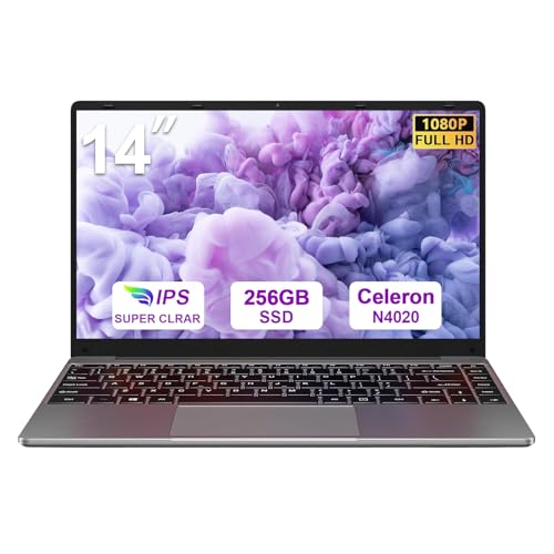 bvate 2026 PC Portatile 14 pollici Notebook Win 11 upto 2.8 GHz 256 GB ROM Supporta l'espansione SSD 1TB Celeron N4020 2.4G+5G WiFi 4.2 USB HDMI Tastiera italiana membrana mouse senza fili-Grigio