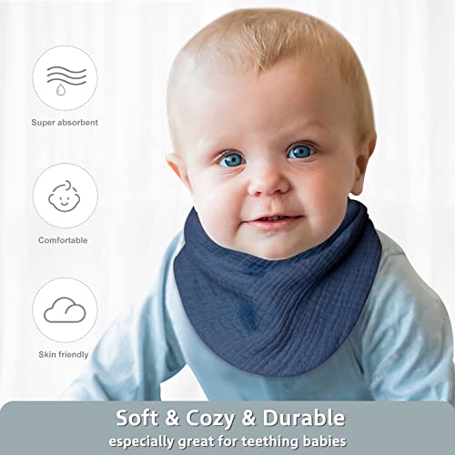 Lulu moon Lätzchen Baby Absorbierende Dreieckstuch, Musselin Halstuch Baby mit Verstellbares Druckknopf, Weiche Sabberlätzchen für Junge und Mädchen, Unisex, 8 Stück (Ozean)