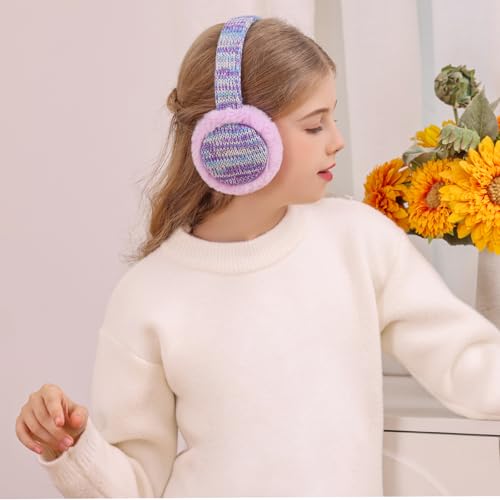 RAOEXI Winter Ear Muffs For Kids Warm Furry Knit Girls Earmuffs Boys Baby Plush Toddler Ear Warmers Outdoor Ear Covers2