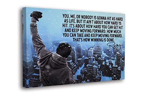 SpiritualHands Rocky Balboa Poster, Framed Canvas Picture Print Motivational Quote Wall Art,...