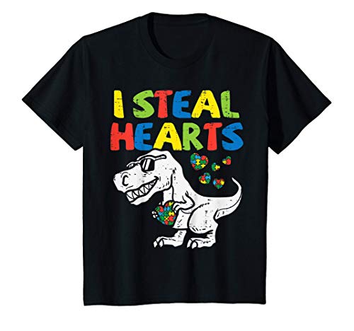 Niños I Steal Hearts Trex Dinosaur Toddler Autism Awareness Boys Camiseta