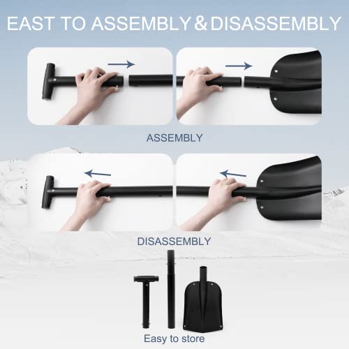 Markdang Snow Shovel,32’’ Portable Foldable Snow Shovel,Telescopic Design Multifunctional Snow Shovel For Car,Suitable For Car Camping Ski Mountaineering, Outdoor Emergency #TOP4