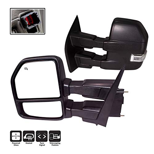 AERDM F150 Towing Mirrors fit 2015 2016 2017 2018 with Turn Signal Light Power Operation Heated Black Housing