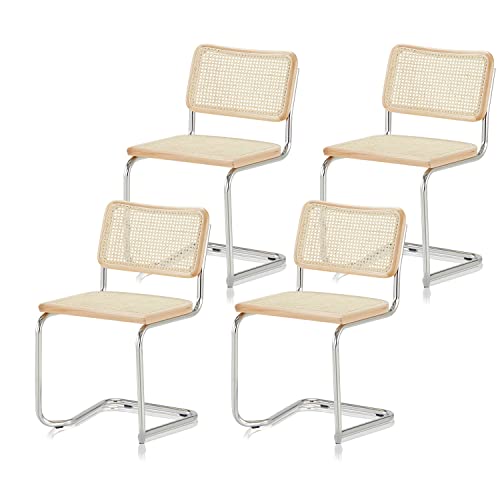 KHG 4er Set Schwingstühle Freischwinger chrom - Rückenlehne und...