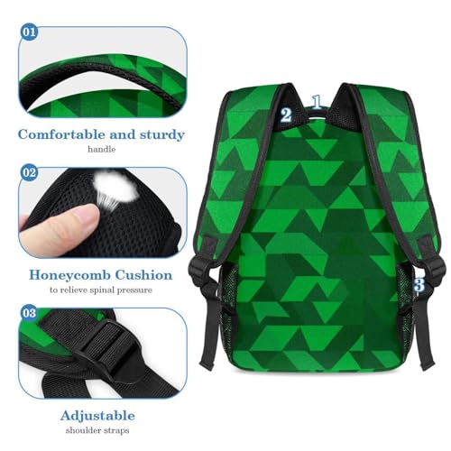 Sac à dos ados triangle vert géométrique idéal pour le collège et les sorties - 4