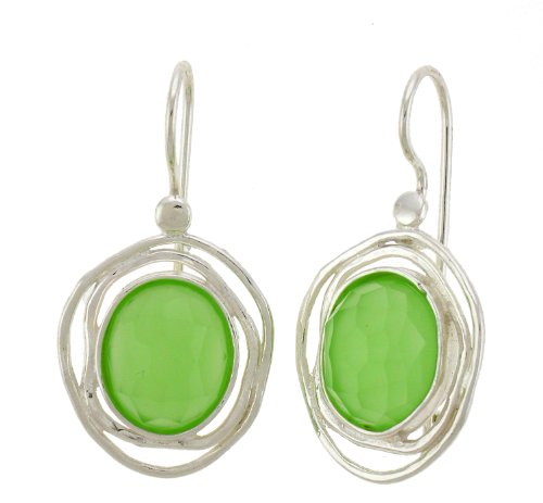 925 Sterling Silver Earring SET Hook Earrings with Locking Back Two x 10/12mm Faceted Synthetic Apple Green Hand Made and Designed in Israel By Bili Silver Shipped From Israrel