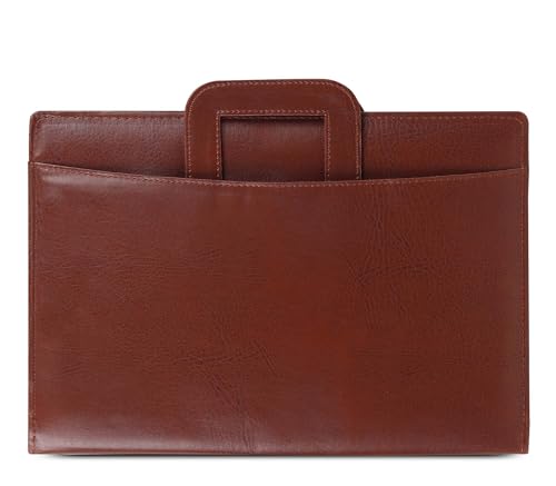 Image of ZesTale PU Leatherette Files for Documents of 20 Leafs B4 Size (Bigger Than A4 Size) Folder of Hidden Handle Multipurpose Portfolio Professional Executive Document File Folder for Office(Color-Tan)