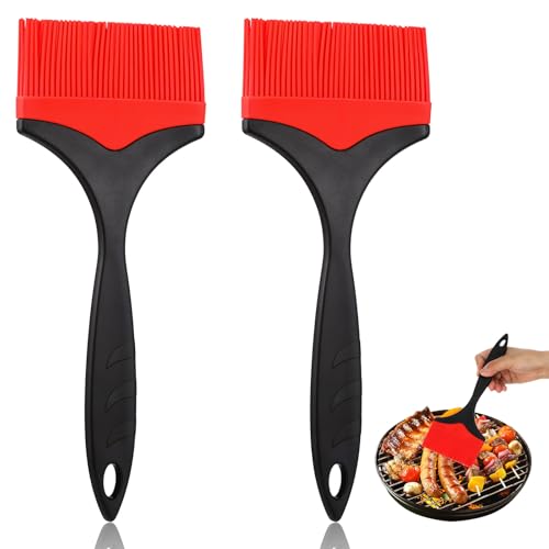 MBAIYO Grande pennello da pasticceria in silicone, 2 pezzi, 9,94 cm, extra largo, per cucinare olio rosso, resistente al calore, per spalmare barbecue, grigliare, lavastoviglie, pane, biscotti