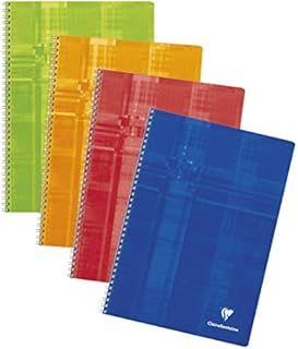 Clairefontaine - Ref 8146C - Wirebound Notebook (50 Sheets) - A4 in Size, Lined Ruling, 90gsm Brushed Vellum Paper, Laminated Card Cover - Random Colour