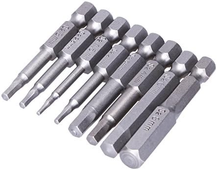 Yakamoz 8pcs 50mm 1/4 Inch Hex Shank Magnetic Screwdriver Bits | H1.5-H8 | S2 Steel