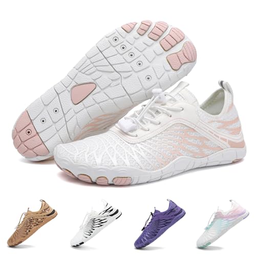 Hike Barefoot Shoes for Women Men Breathable & Non-Slip Athletic Footwear Wide Toe Water Shoes,Designed for Walking,Running&Swimming White
