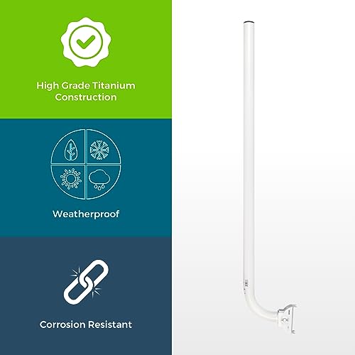 Image of Bolton 38-Inch J-Pole Mount, Adjustable Base, Weatherproof | Heavy-Duty Outdoor Mount for Signal Boosters, Yagi, TV, Dish and Camera Pole Installations