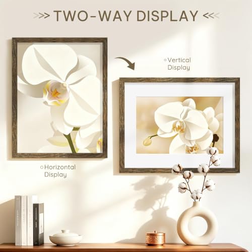 Image of Picrit 17x22 Rustic Brown Picture Frame, Poster Frame for Wall, 3 Pack