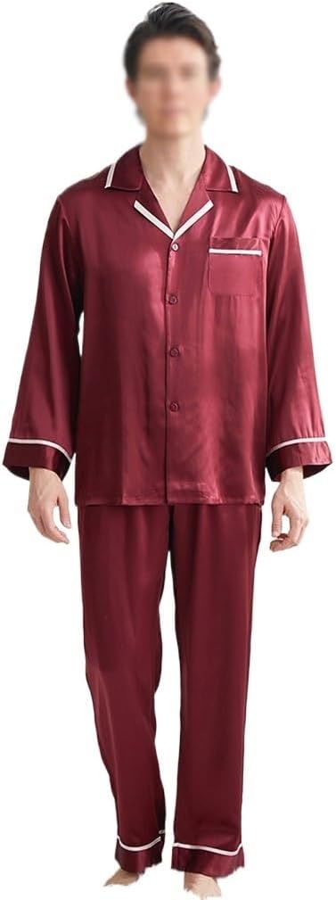 Men's Silk Couple Pajama Set With Patchwork Home Clothing