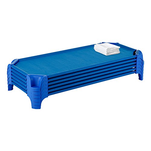 Image of Sprogs Heavy-Duty Stackable 40 inchL Daycare Cots for Toddlers Ages 1 to 2, Stacking Preschool Classroom Toddler Cots for Sleeping, Resting, Naptime, Pack of 24, Blue