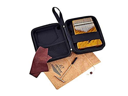 Ortega Guitars Kalimba C-Dur akustisch - Percussion Series - Daumenklavier mit 17 Zungen - Mit Schallloch - Inklusive Zubehör - Phoebe, Natur (OKB3)