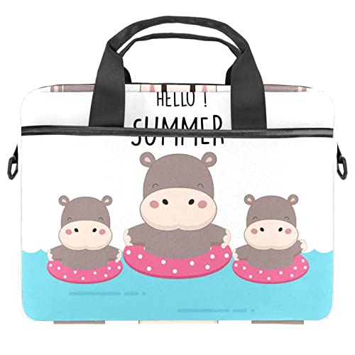 Housse ordinateur portable 14 pouces sac bandoulière 13.3 motif hippopotame