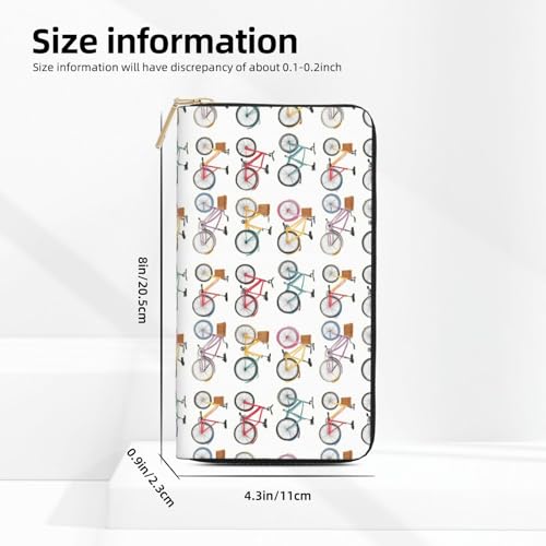 Leather Thin Slim Wallets for Women & Men - Colorful Bicycle Print Card Wallet Holder with Zipper2