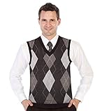 Gioberti Mens Super Soft Diamond Knitted Sleeveless Vest, Coffee, Medium