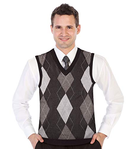 Gioberti Mens Super Soft Diamond Knitted Sleeveless Vest, Coffee, Medium #TOP15