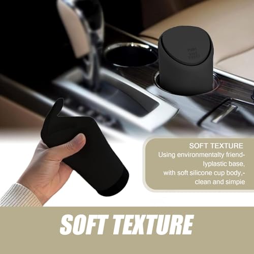 Image of Pack of 1 Car Storage Bin, Center Console Trash Can, Silicone Automatic Rebound Design Cleaning Accessory, Suitable for Most Car Models (Black)