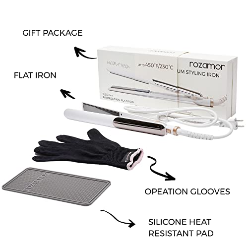Rozamor Titanium Flat Iron Hair Straightener - Double-Side Fast Heating Hot Tools For Straightening & Curling - 1 Inch - Real-Time Temperature - Ideal Gift For Girls & Women #TOP5