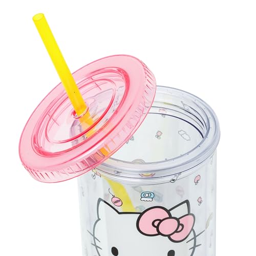 Image of Silver Buffalo Sanrio Hello Kitty, Plastic Cold Cup, 20oz | Tall, Includes Lid and Straw, 0.59 Liters